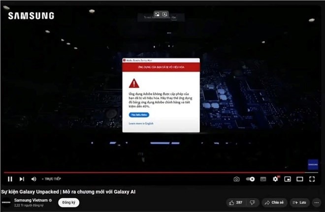 Sự kiện livestream của Samsung bị khóa ứng dụng