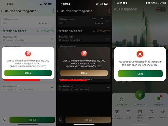 Vietcombank lỗi hệ thống, khách hàng gặp khó khi giao dịch