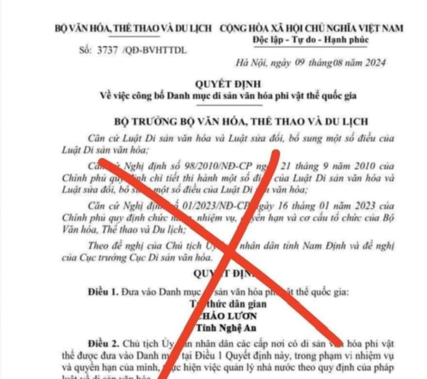 'Cháo lươn thành di sản văn hóa phi vật thể quốc gia' là tin sai sự thật- Ảnh 2.