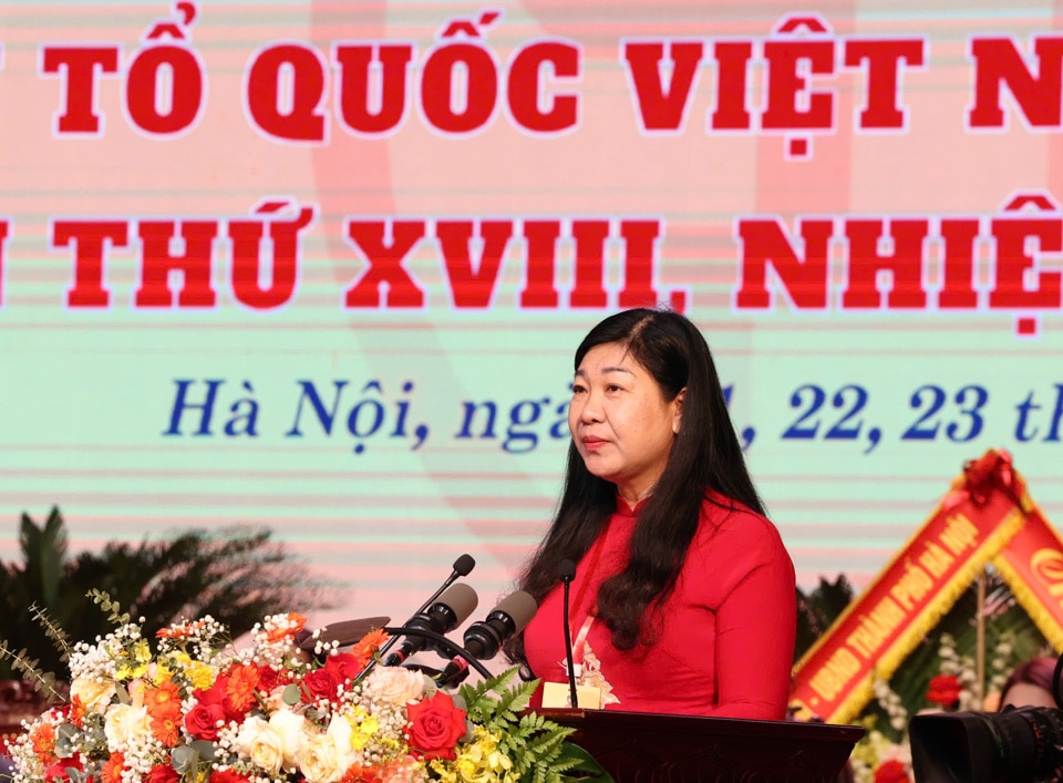 Chủ tịch Ủy ban Mặt trận Tổ quốc Việt Nam TP Hà Nội phát biểu khai mạc Đại hội