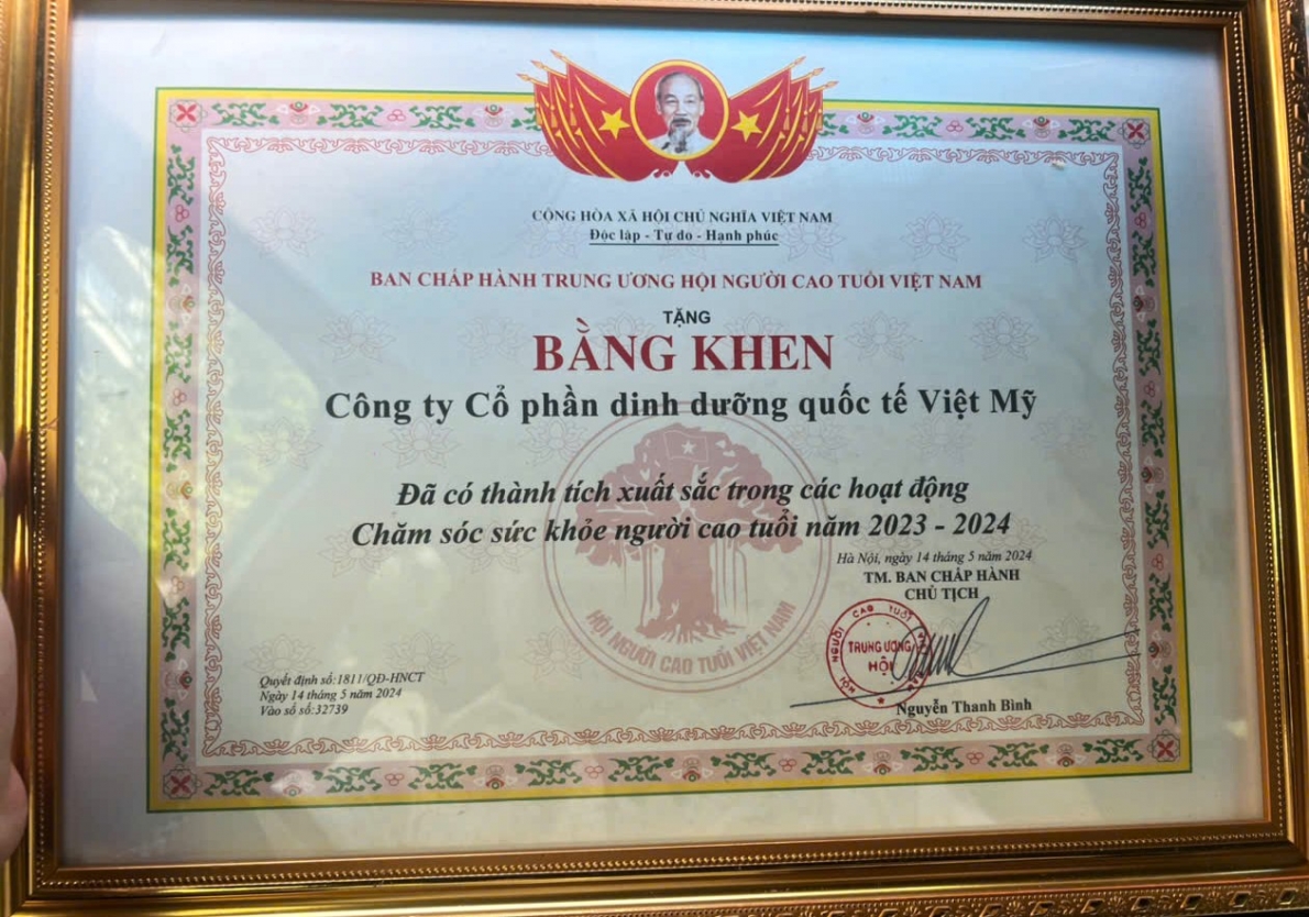 Bằng khen Hội NCT Việt Nam năm 2024