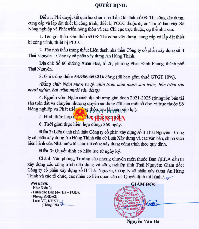 Lộ diện Công ty Cổ phần xây dựng số II Thái Nguyên và liên danh thường xuyên trúng thầu giá sát trên địa bàn tỉnh Thái Nguyên -0