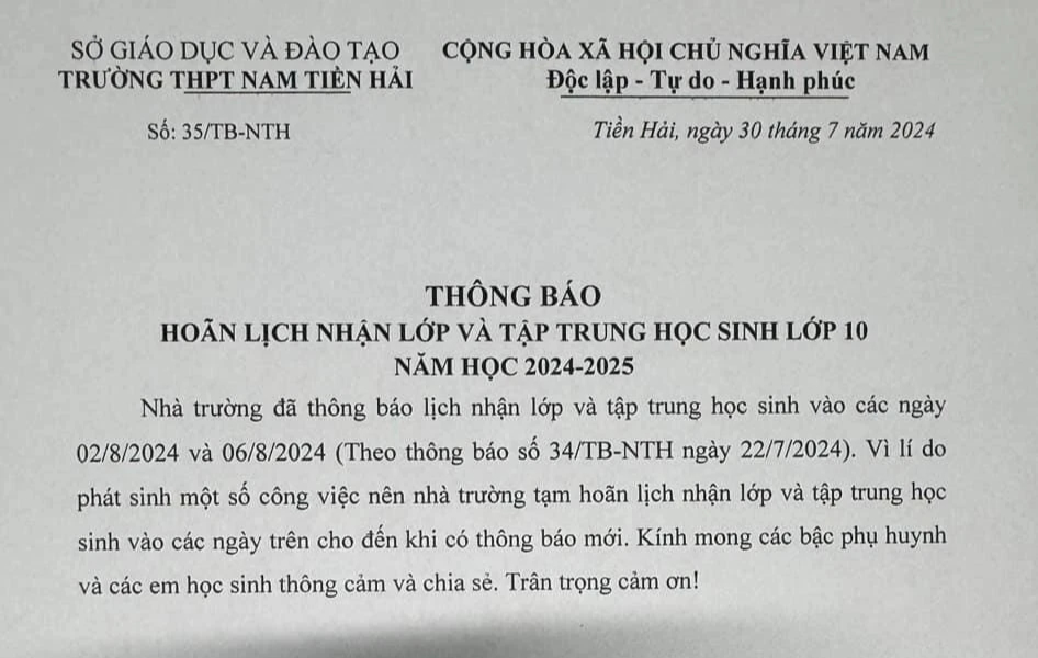 Vụ lùm xùm điểm thi ở Thái Bình: Một số trường hoãn nhận học sinh vào 10- Ảnh 2.