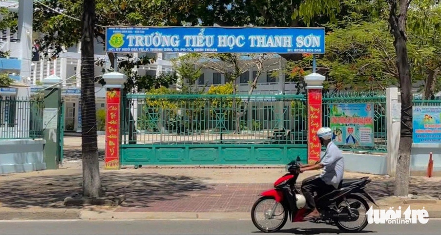 Trường tiểu học Thanh Sơn, nơi xảy ra vụ học sinh phải đọc được 10 chữ mới nhận hồ sơ vào lớp 1 - Ảnh: DUY NGỌC