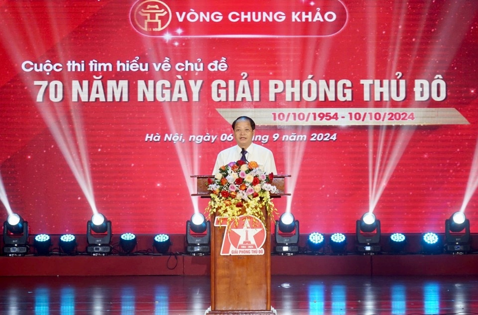 Trưởng ban Tuyên giáo Thành ủy Hà Nội, Trưởng ban Tổ chức cuộc thi Nguyễn Doãn Toản phát biểu khai mạc 