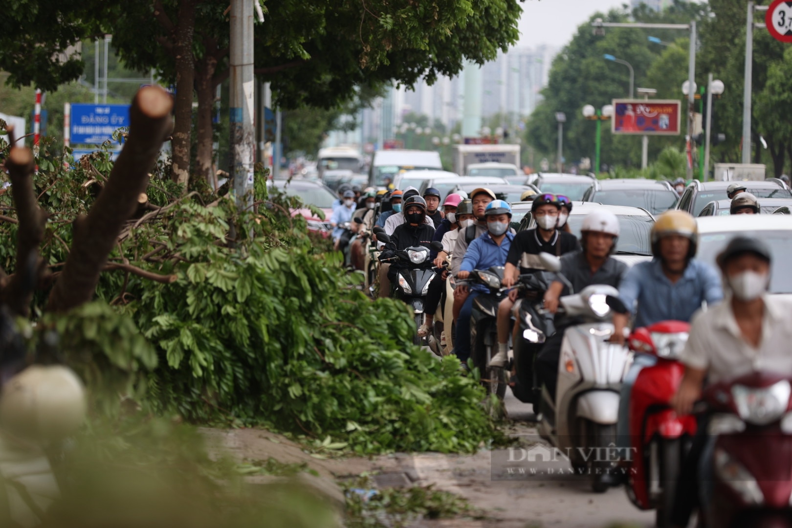 Cây đổ gãy vẫn la liệt, đường phố Hà Nội tắc nghẽn “không lối thoát” ngày đầu tuần- Ảnh 4.