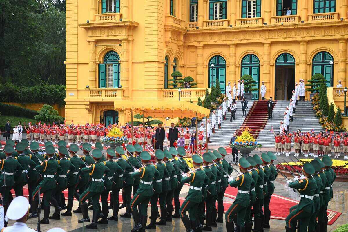 Quang cảnh lễ đón tại Phủ Chủ tịch. Ảnh: Hải Nguyễn