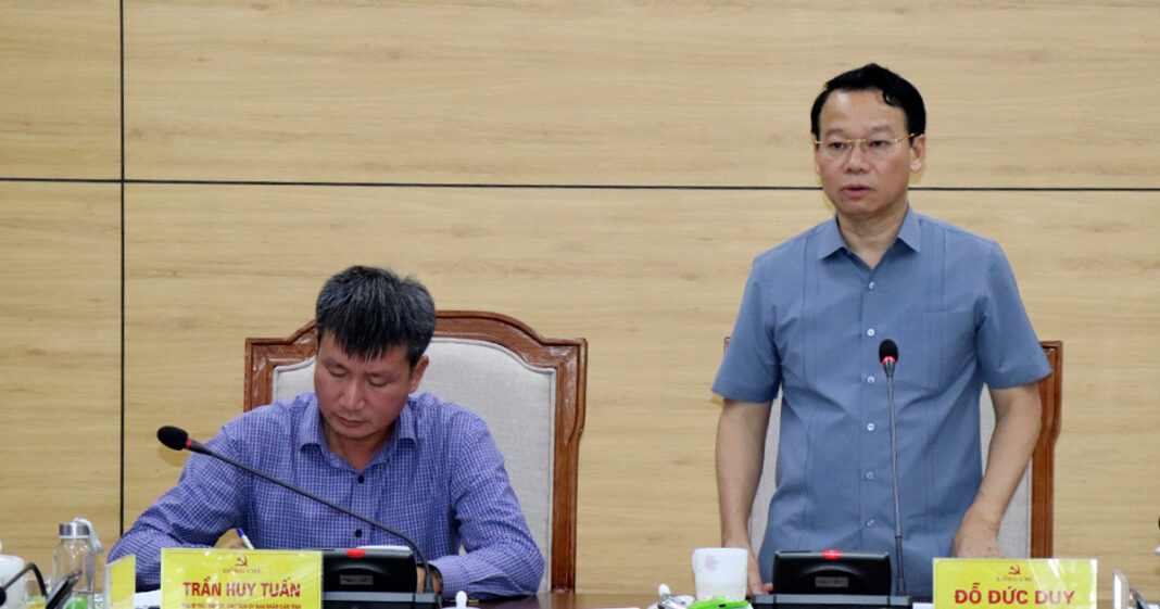 Bộ trưởng Bộ Tài nguyên và Môi trường Đỗ Đức Duy làm việc với lãnh đạo tỉnh Yên Bái về công tác khắc phục hậu quả bão số 3
