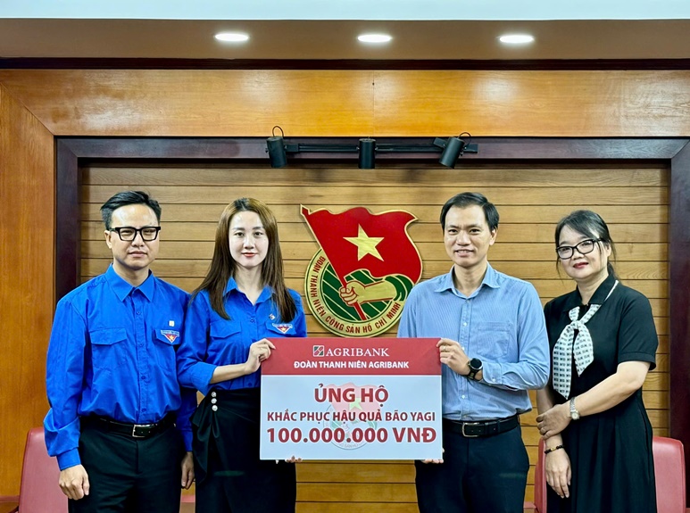 Đoàn Thanh niên Agribank ủng hộ 100 triệu đồng vào Quỹ ủng hộ đồng bào bị thiệt hại do cơn bão số 3 của Trung ương Đoàn phát động