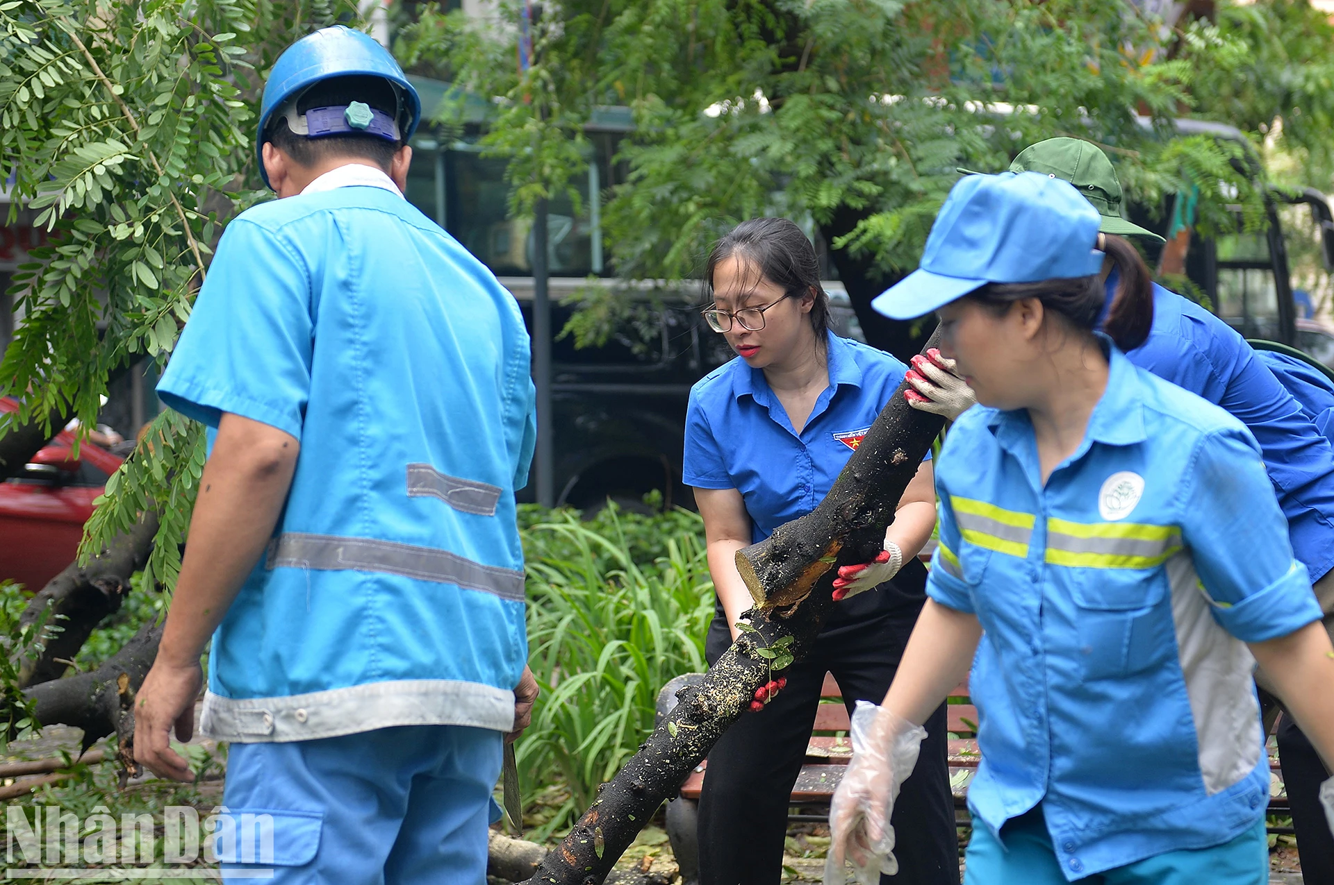 "Áo xanh" tình nguyện khắc phục hậu quả sau bão tại Thủ đô ảnh 9