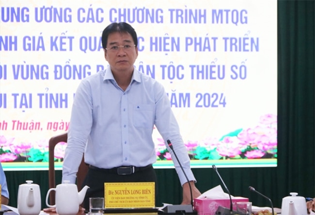 Ông Nguyễn Long Biên - Phó Chủ tịch UBND tỉnh Ninh Thuận phát biểu tại buổi làm việc