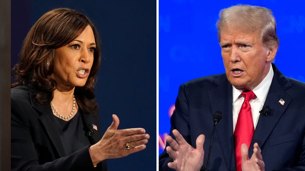 Ứng viên tổng thống Mỹ Kamala Harris và ứng viên tổng thống đảng Cộng hòa Donald Trump hứa hẹn có cuộc tranh luận gay gắt. Ảnh: ABC