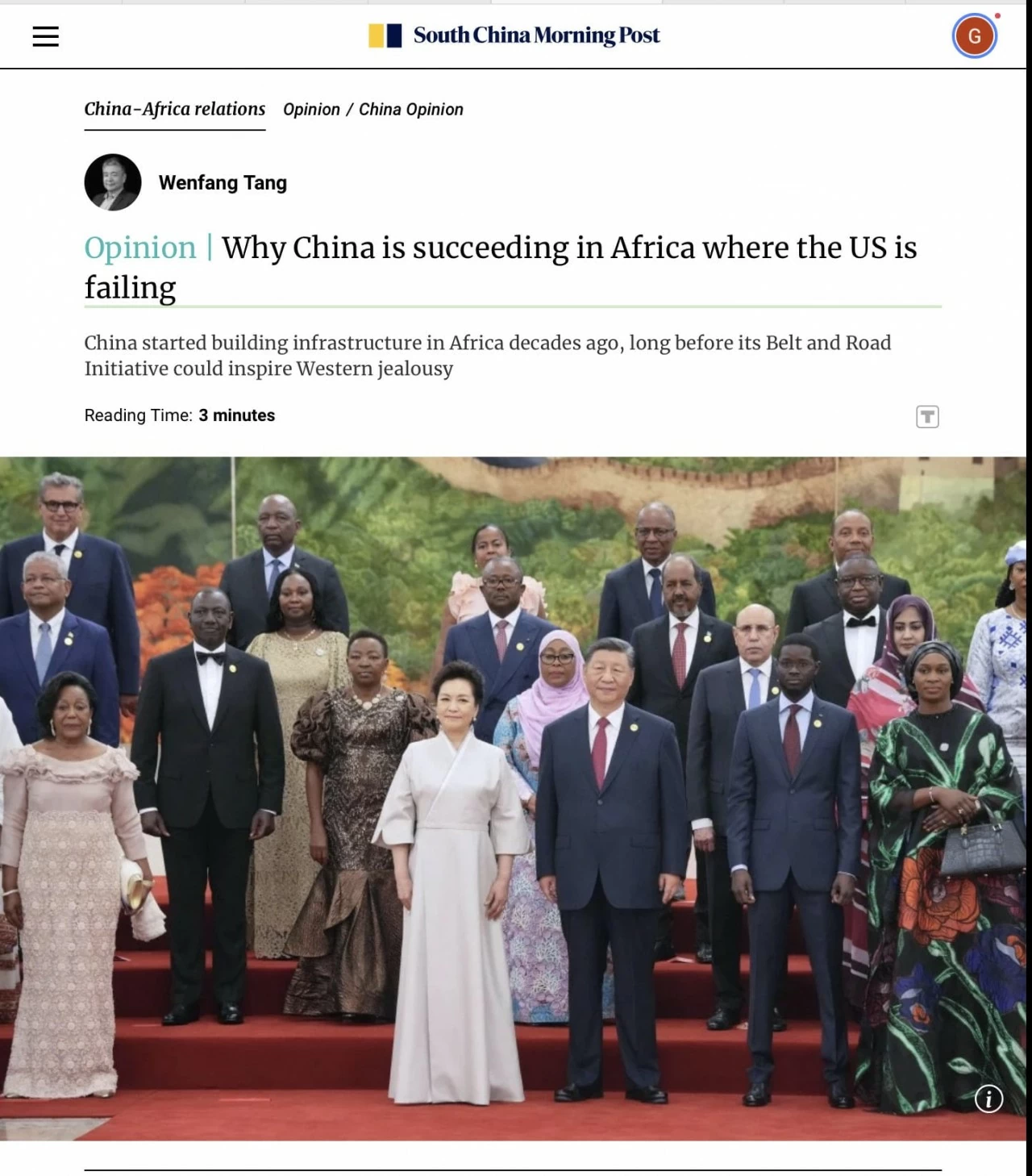 bài viết với tiêu đề “Why China is succeeding in Africa where the US is failing” đăng tải trên South China Morning Post ngày 15/9. 