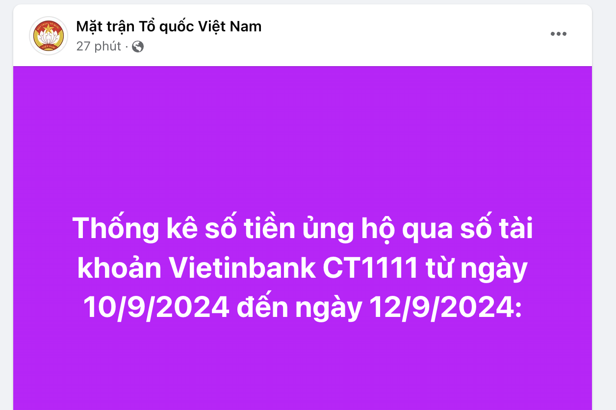 MTTQ Việt Nam công bố thêm 2.009 trang sao kê tiền ủng hộ đồng bào bị bão lũ