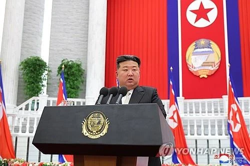 Nhà lãnh đạo Triều Tiên Kim Jong-un tại lễ kỷ niệm 76 năm Quốc khánh Triều Tiên ngày 9-9. Ảnh: YONHAP