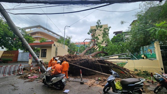 Trường học tại Hà Nội tốc mái, cây xanh đổ gãy tan hoang sau bão ảnh 1