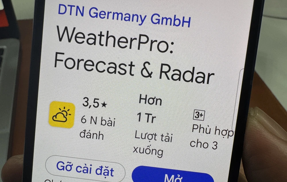 Ứng dụng dự báo thời tiết Weather Pro có hơn 1 triệu lượt tải trên Android