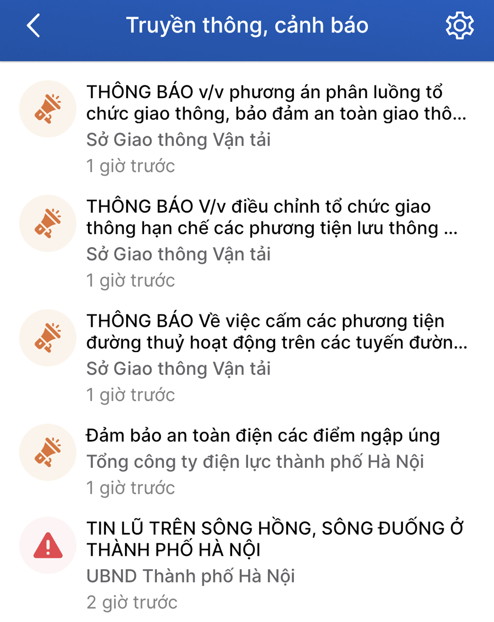 Tình hình mưa lũ sau bão Yagi được cập nhật trên ứng dụng iHanoi