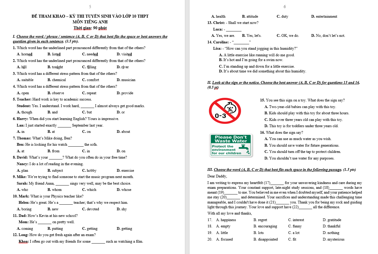 TP.HCM công bố đề thi tham khảo lớp 10 các môn toán, ngữ văn và tiếng Anh- Ảnh 3.