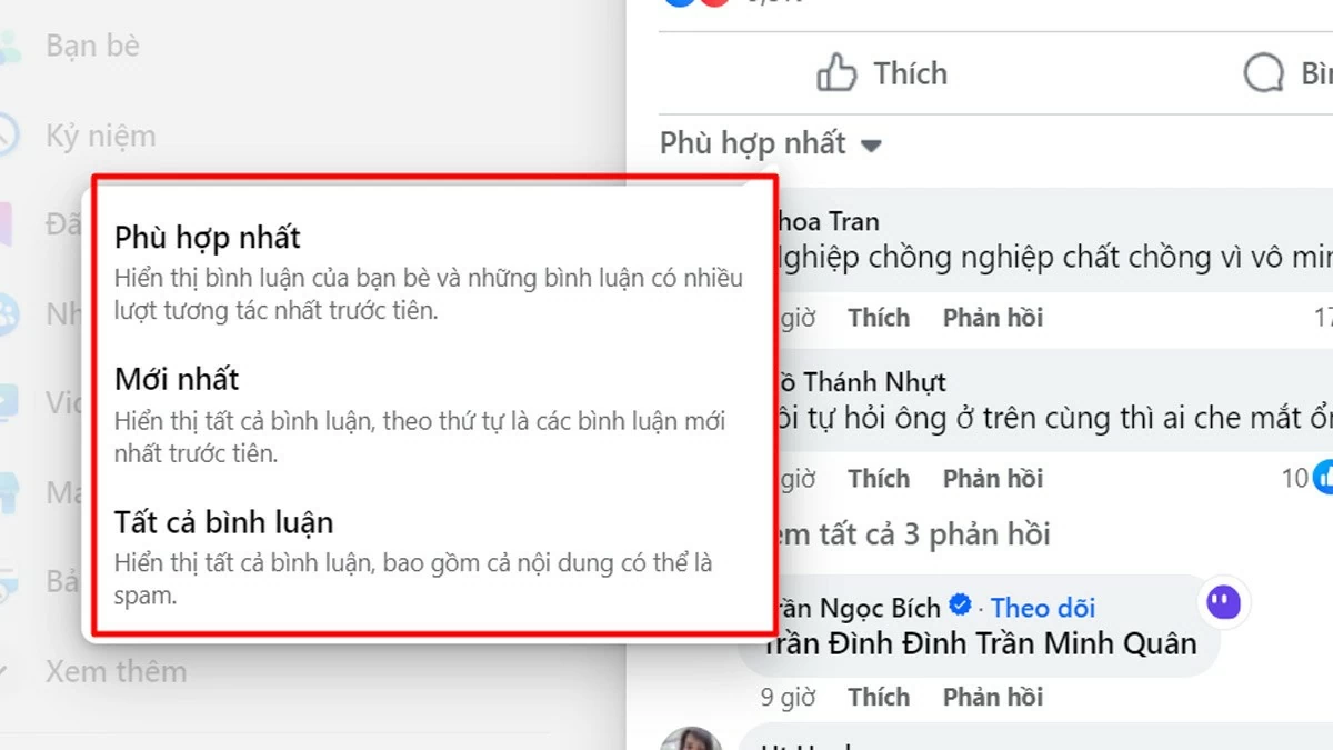 Xem lại bình luận trên Facebook của mình, người khác đơn giản