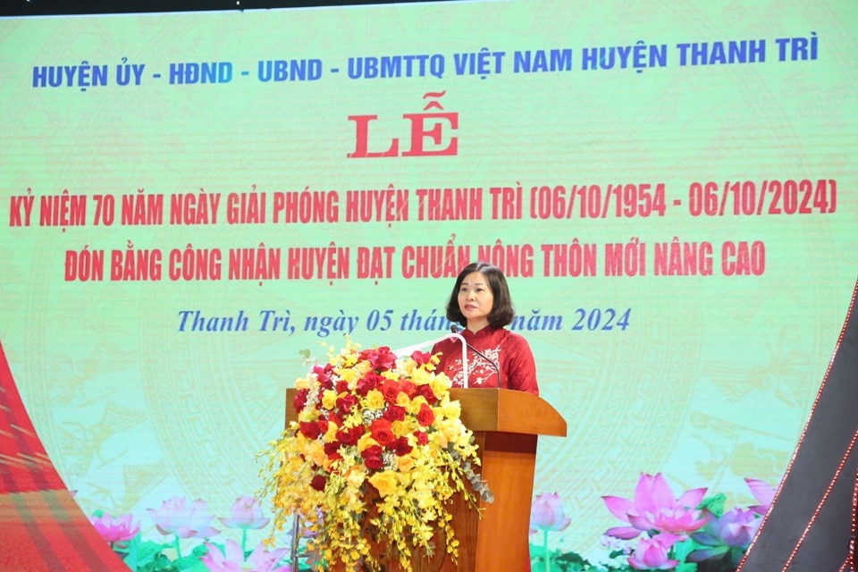 Phó Bí thư Thường trực Thành ủy Hà Nội Nguyễn Thị Tuyến phát biểu chỉ đạo 