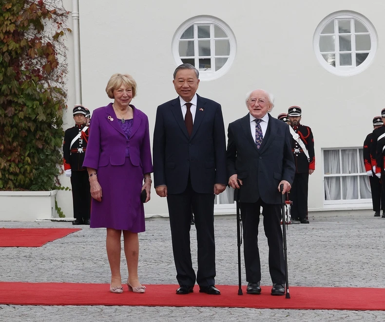 Tổng thống Michael D. Higgins cùng phu nhân chủ trì Lễ đón Tổng Bí thư, Chủ tịch nước Tô Lâm thăm cấp Nhà nước Ireland ảnh 2