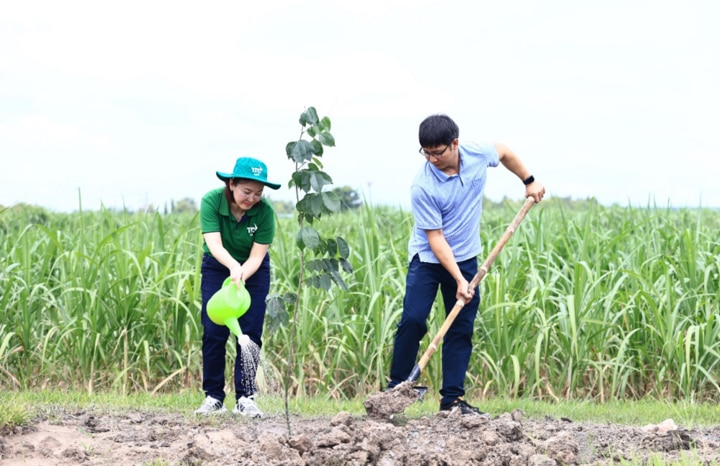 Bà Đặng Huỳnh Ức My, Chủ tịch TTC AgriS cùng ông Nguyễn Thành Tâm, Ủy viên Ban Chấp hành Trung ương Đảng, Bí thư Tỉnh ủy, Chủ tịch Hội đồng nhân dân tỉnh Tây Ninh, thực hiện hoạt động trồng cây lan tỏa giá trị dự án “TTC AgriS: 10 triệu cây xanh - kiến tạo tương lai xanh” tới cộng đồng thông qua mọi sáng kiến của doanh nghiệp.