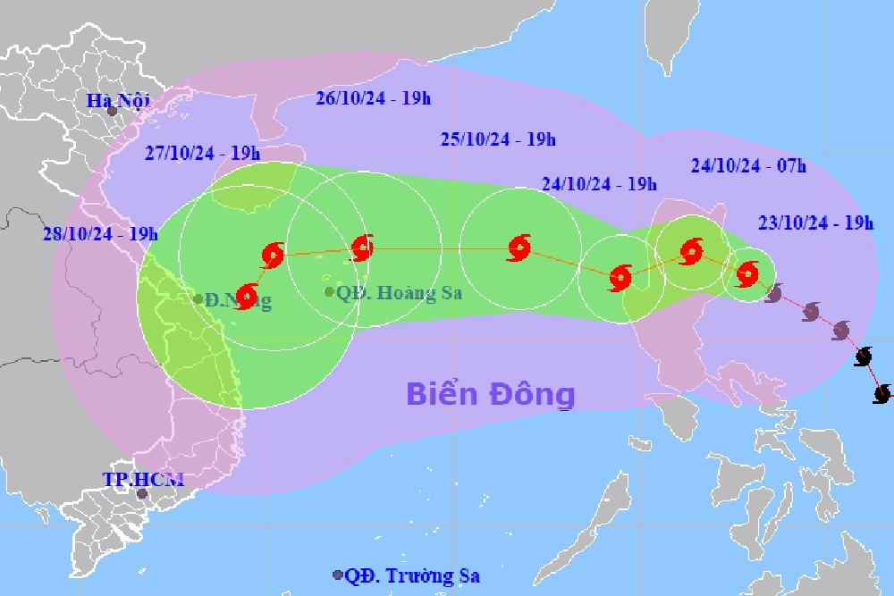 Bão Trà Mi sắp vào Biển Đông, đổi hướng liên tục