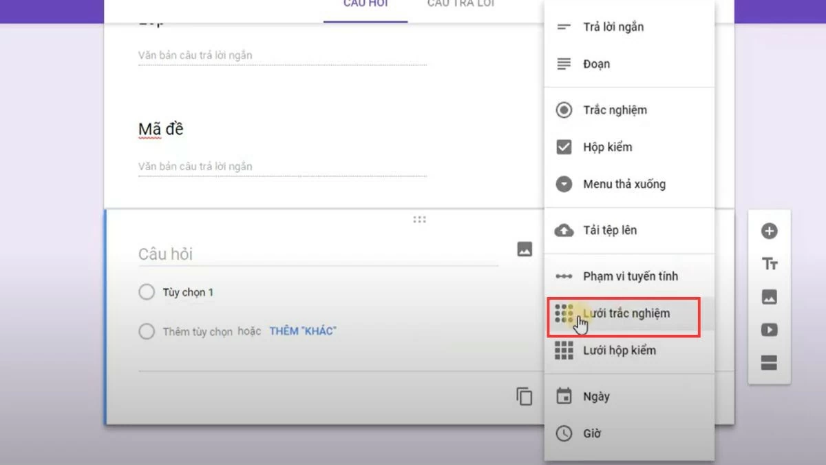 Cách tạo lưới trắc nghiệm trong Google biểu mẫu nhanh chóng
