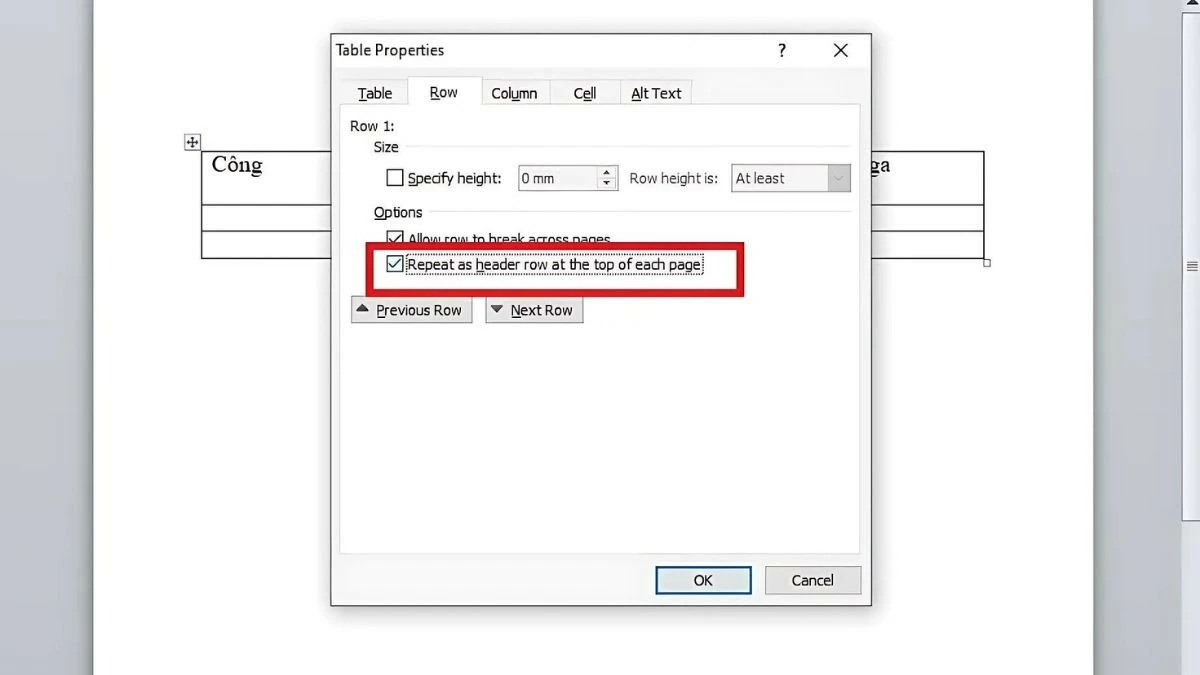 Lặp lại tiêu đề bảng trong Word đơn giản, chính xác