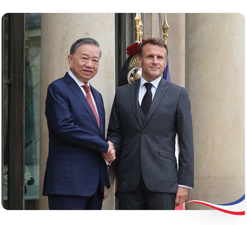 Tổng Bí thư Tô Lâm và Tổng thống Pháp Emmanuel Macron. 