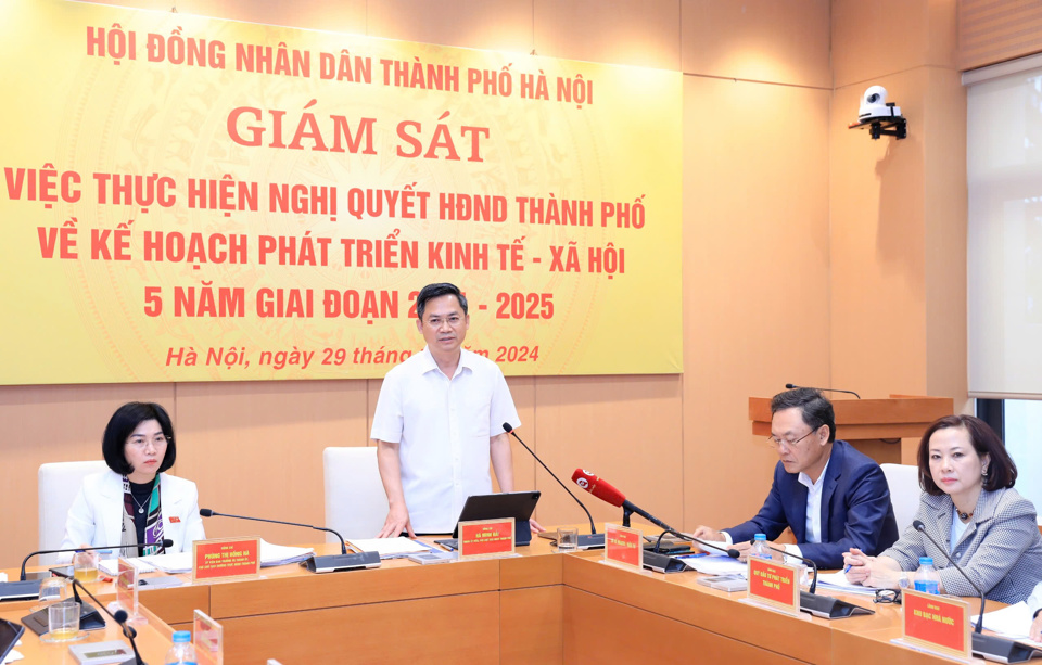 Phó Chủ tịch UBND TP Hà Nội Hà Minh Hải phát biểu tại buổi làm việc