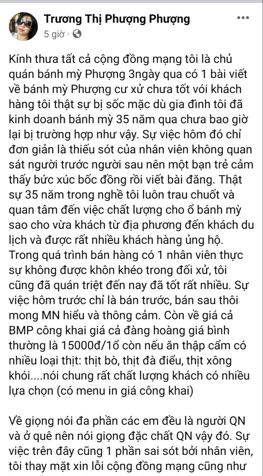 Bị kêu gọi tẩy chay, chủ quán bánh mì Phượng ở Hội An xin lỗi - Ảnh 1.