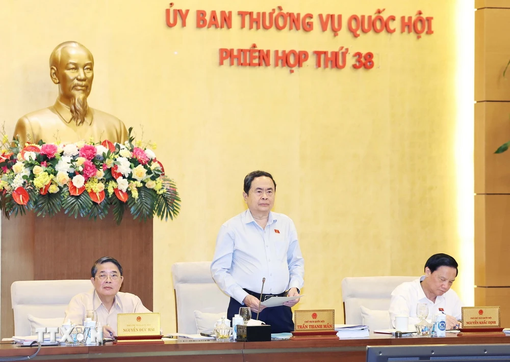 Chủ tịch Quốc hội Trần Thanh Mẫn phát biểu. (Ảnh: Thống Nhất/TTXVN)