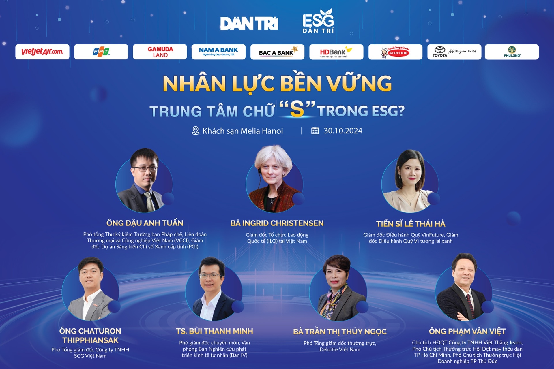 Dàn diễn giả tại hội thảo nhân lực bền vững do báo Dân trí tổ chức sáng 30/10 - 1