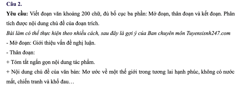 Gợi ý đáp án đề tham khảo môn ngữ văn thi vào lớp 10 ở TPHCM năm 2025 - 2