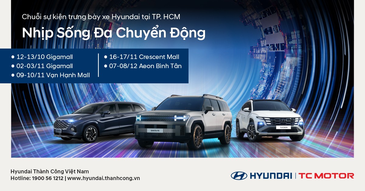 HYUNDAI THÀNH CÔNG VIỆT NAM TỔ CHỨC TRƯNG BÀY XE TẠI TRUNG TÂM THƯƠNG MẠI KHU VỰC TP HỒ CHÍ MINH