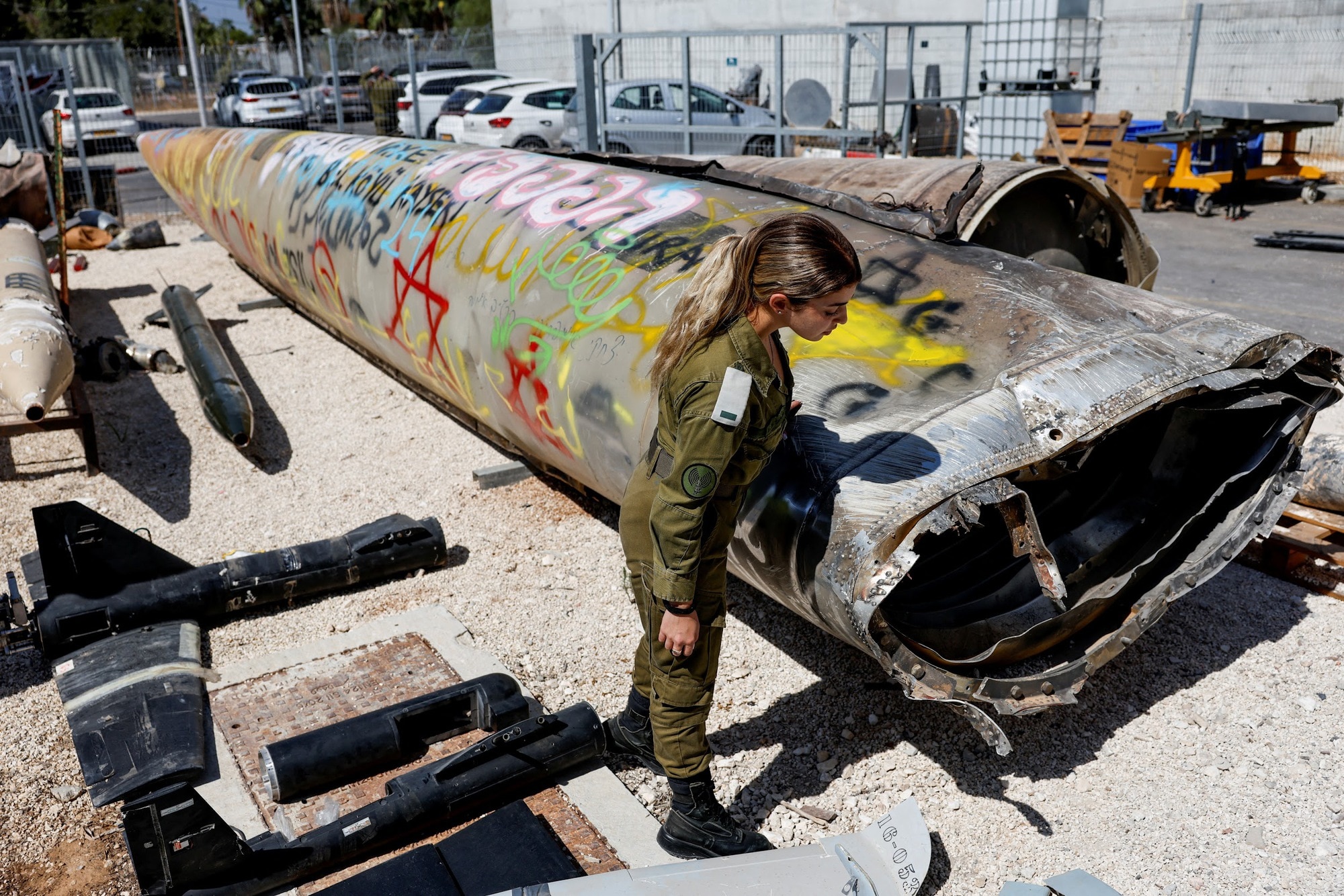 Israel's military displays Iranian ballistic missile and Hezbollah weapons in Julis army base