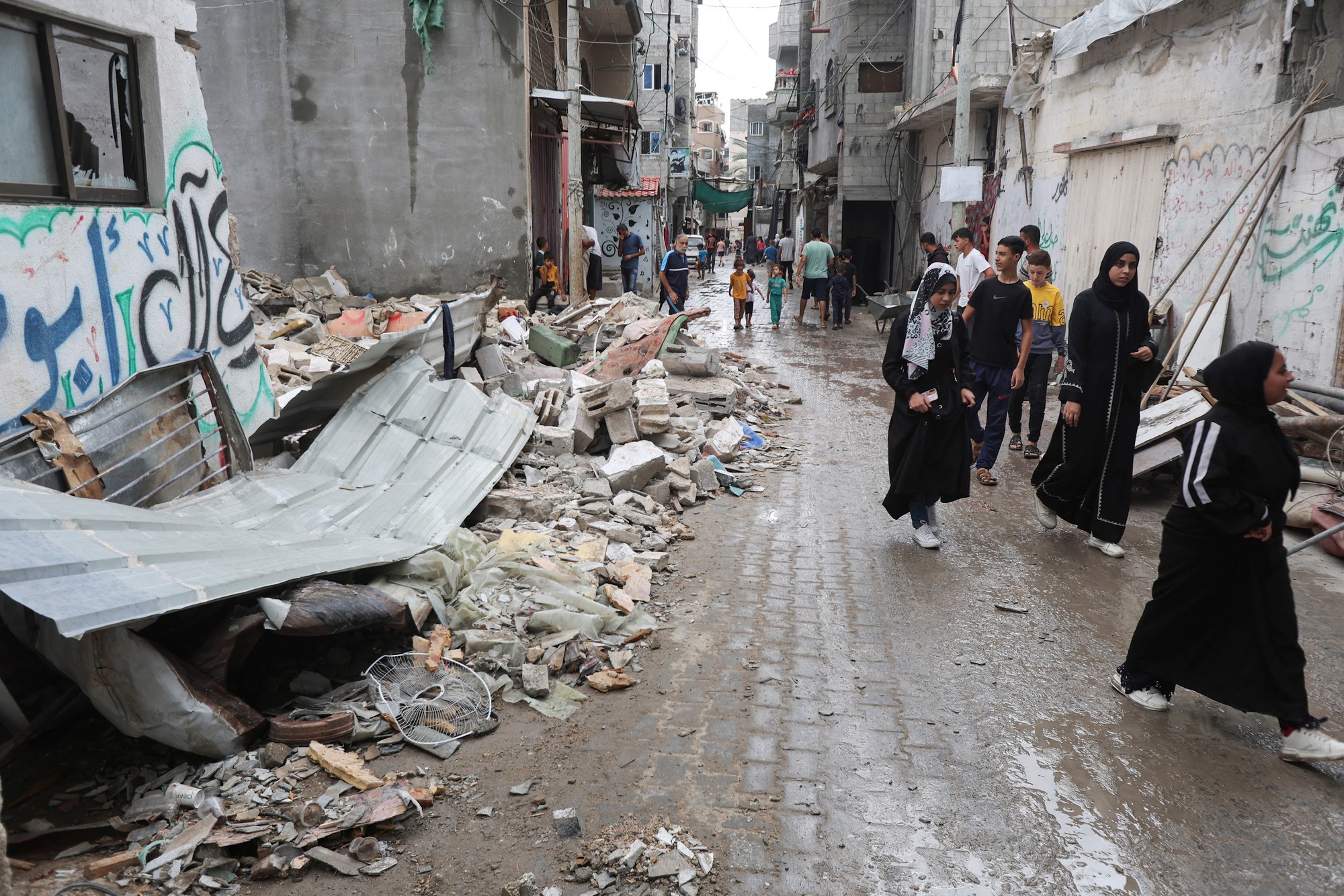 Site of an Israeli strike on a house, amid the Israel-Hamas conflict, in Nuseirat in the central Gaza Strip