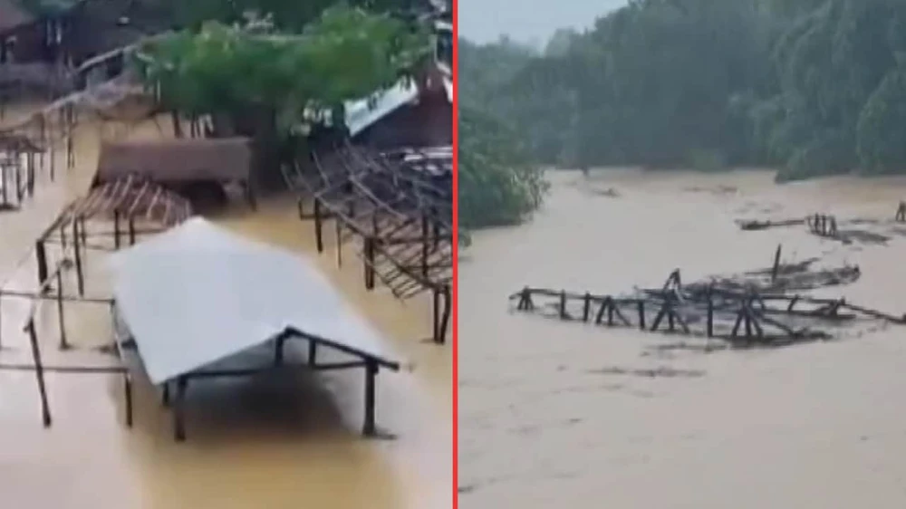 Lũ tại bang Meghalaya, Đông Bắc Ấn Độ. Ảnh: NDTV