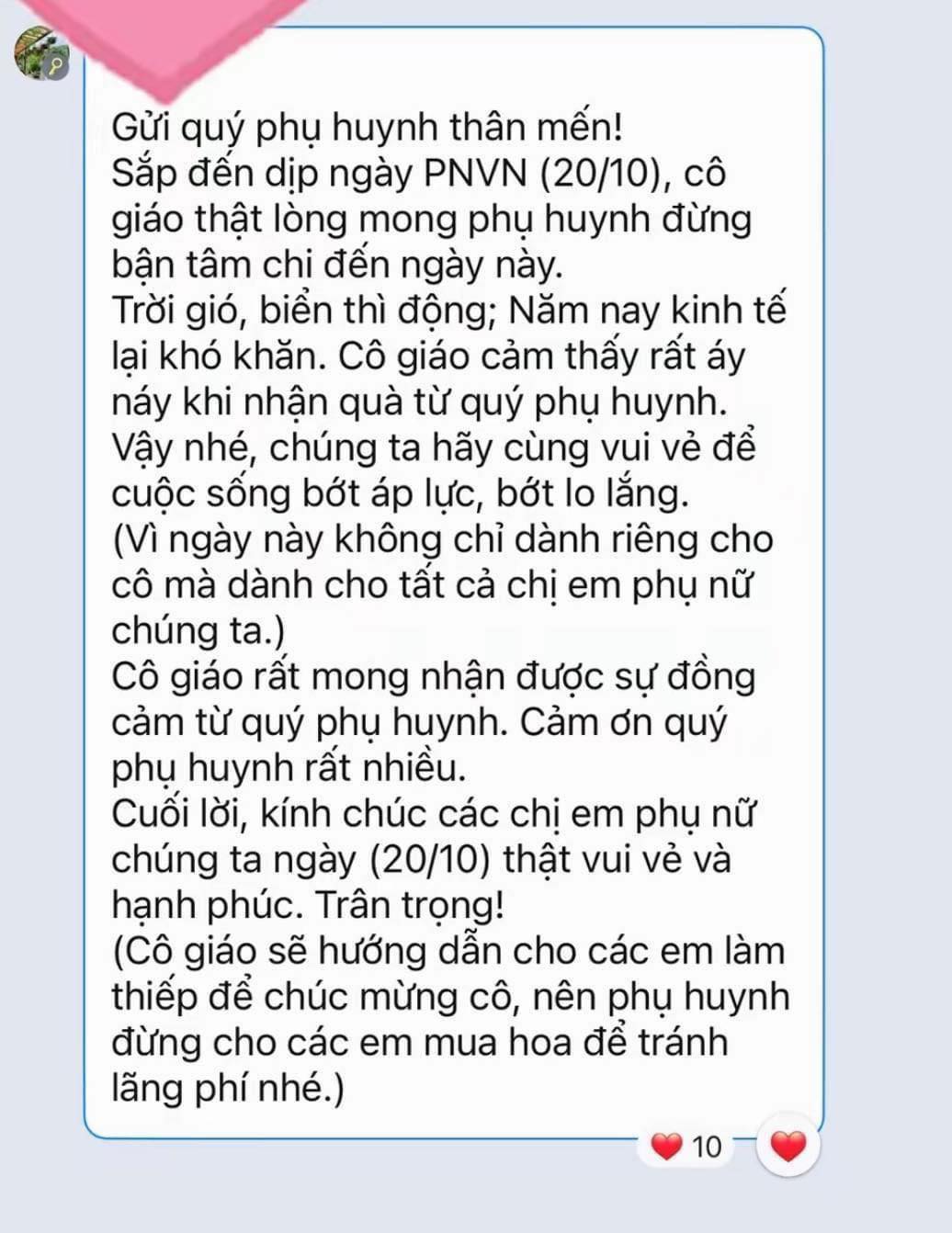 Ngày 20.10, giáo viên mong phụ huynh đừng lo nghĩ 'quà cáp'- Ảnh 1.