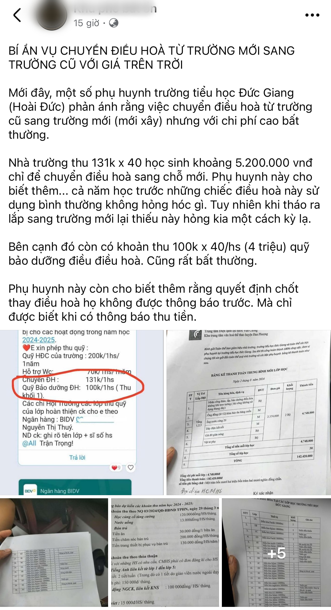 Phụ huynh than thở giá lắp đặt điều hoà 