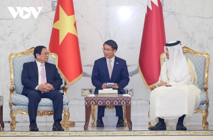 Thủ tướng Phạm Minh Chính hội đàm với Thủ tướng Qatar Sheikh Mohamed bin Abdurahman Al Thani.