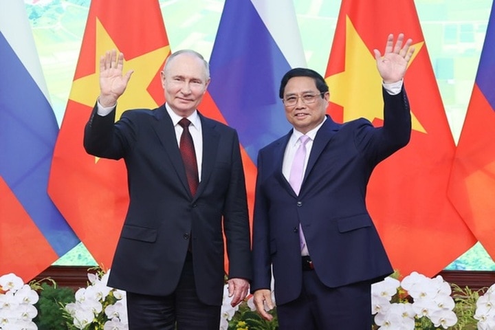 Thủ tướng Phạm Minh Chính và Tổng thống Liên bang Nga Vladimir Putin tại Việt Nam hồi tháng 6/2024. (Ảnh: VGP)