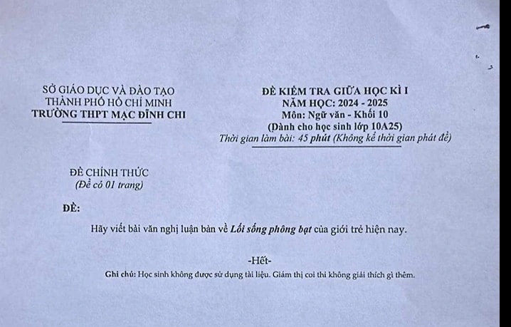 Đề văn bàn về 'lối sống phông bạt của giới trẻ': Nhà trường nói gì?- Ảnh 1.