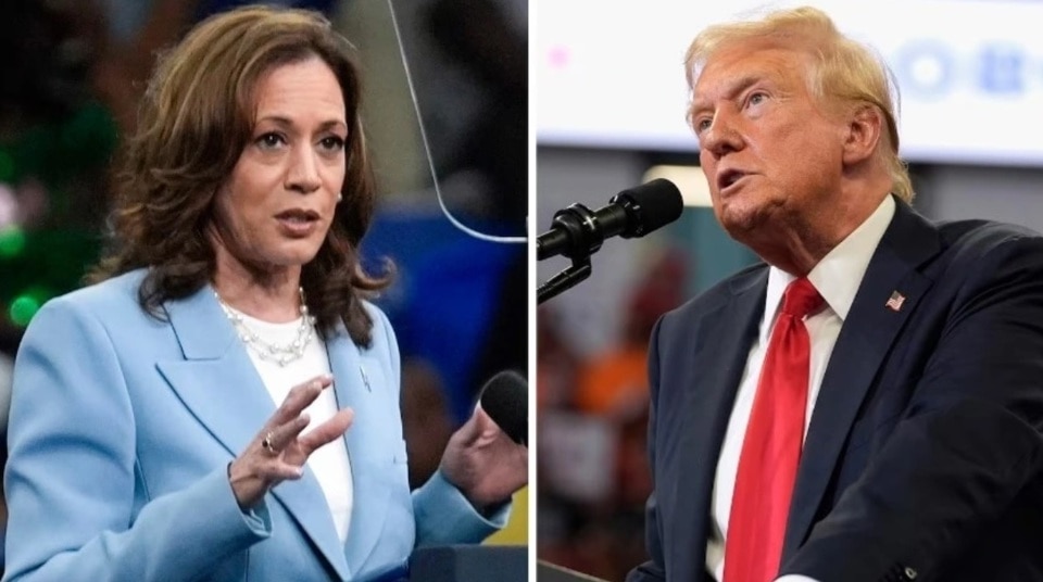 Bà Kamala Harris và ông Donald Trump-hai ứng cử viên trong cuộc bầu cử Tổng thống Mỹ 2024. Ảnh: The Boston Globe