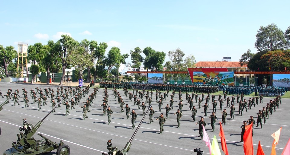 Cán bộ, chiến sĩ Bộ Tư lệnh TP Hồ Chí Minh tại hội thao LLVT năm 2024.