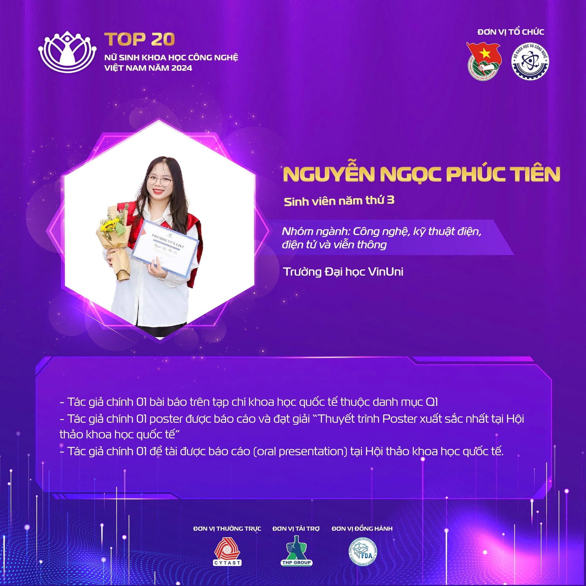 Thành tích nổi bật của 20 nữ sinh Khoa học Công nghệ Việt Nam năm 2024 ảnh 9