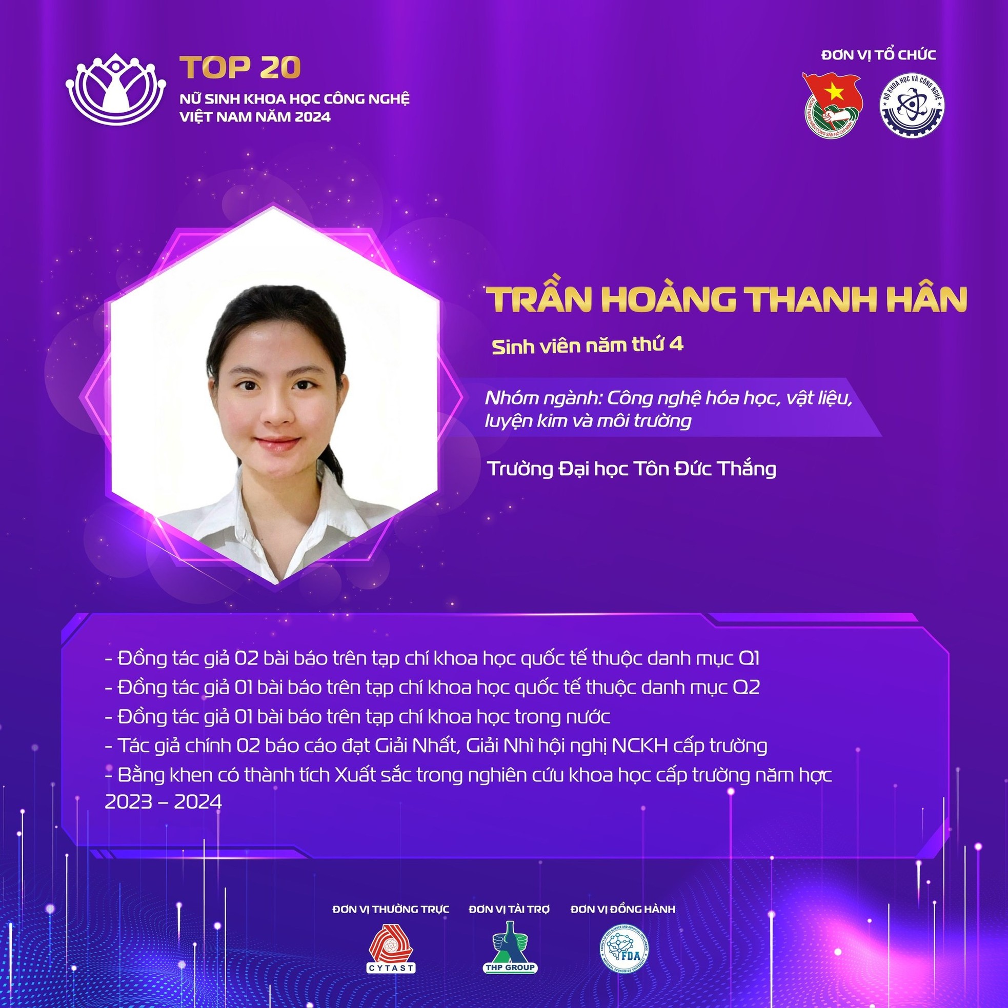 Thành tích nổi bật của 20 nữ sinh Khoa học Công nghệ Việt Nam năm 2024 ảnh 11