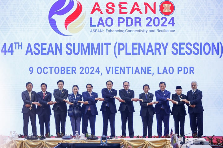 Chủ đề hợp tác năm 2024 "ASEAN: Thúc đẩy kết nối và tự cường". (Ảnh: VGP/Nhật Bắc)